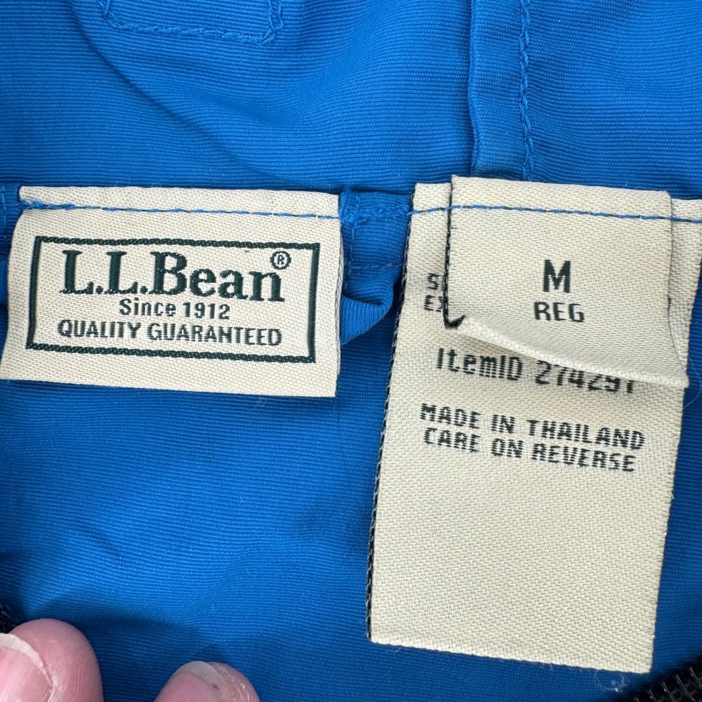 LL Bean Mountain Classic Anorak Mens Medium Blue Half Zip Windbreaker 274297 - Picture 2 of 3